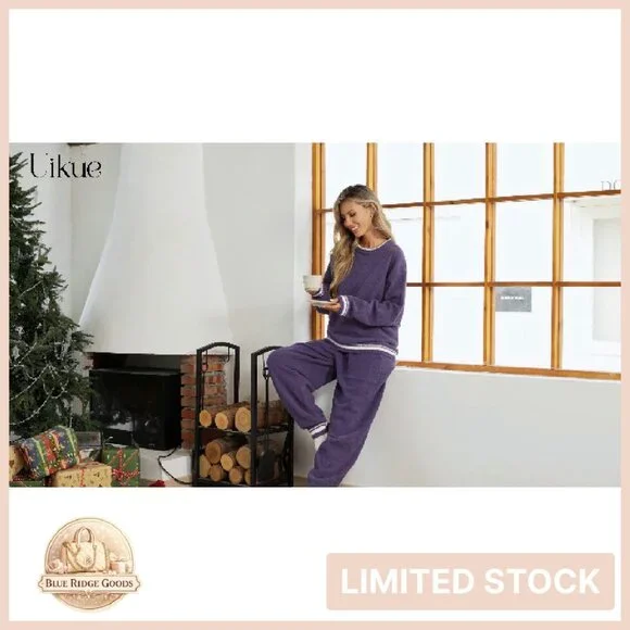 Fleece Pajama Set Cozy Fuzzy Lounge Wear Long Sleeve Two Piece Sleepwear